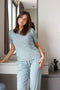 Women summer pajama set Tinted aqua shirt + Pants